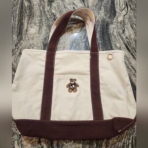American Eagle Teddy Bear Bow Canvas Tote Bag 2025